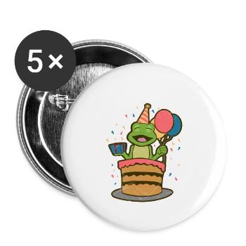 Süße Tiere Party Frosch Happy Birthday Geschenk - Buttons klein 25 mm (5er Pack) - Weiß - Vorne