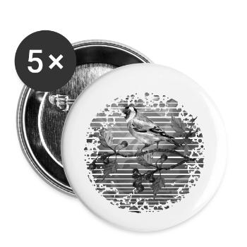 Oiseau - Lot de 5 petits badges (25 mm) - blanc - Devant