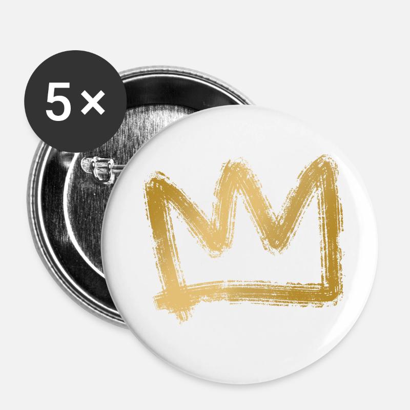 Crown gold - Buttons small 1''/25 mm (5-pack) - white
