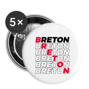 BRETON - Lot de 5 petits badges (25 mm) - blanc - Devant