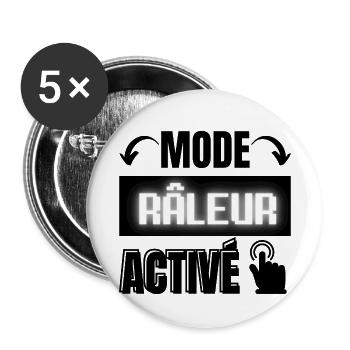 mode râleur - Lot de 5 petits badges (25 mm) - blanc - Devant