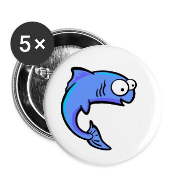 Poisson Truite Saumon - Lot de 5 petits badges (25 mm) - blanc - Devant