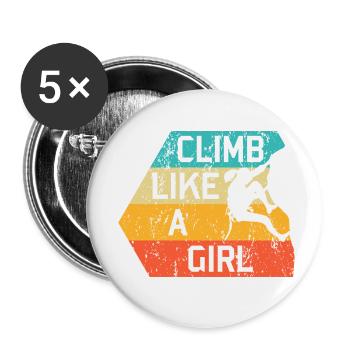 Climb Like A Girl Retro Felsklettern Bergsteiger - Buttons klein 25 mm (5er Pack) - Weiß - Vorne