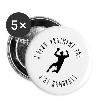 J'peux vraiment pas, j'ai handball - Lot de 5 petits badges (25 mm) - blanc - Devant