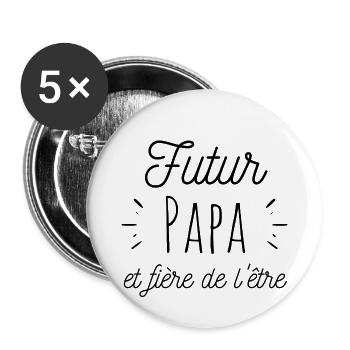T shirt futur papa et fière de l être naissance - Lot de 5 petits badges (25 mm) - blanc - Devant