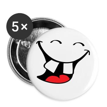 Big smile. Happy, smiling mouth, lips face. - Buttons small 1''/25 mm (5-pack) - white - Front