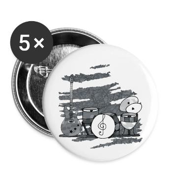 Instruments de musique - Lot de 5 petits badges (25 mm) - blanc - Devant