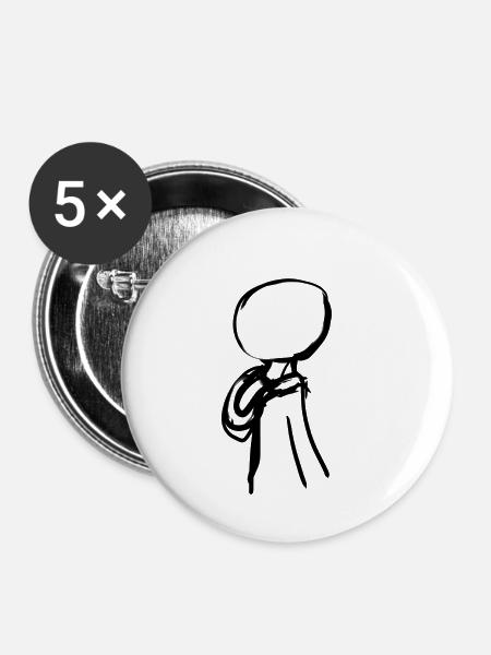 Junge Figur - Buttons klein 25 mm (5er Pack) - Weiß