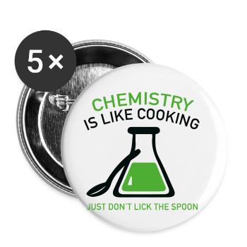 La chimie, c’est comme la cuisine - Lot de 5 petits badges (25 mm) - blanc - Devant