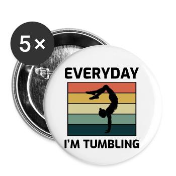 Power Tumbling Gymnastik Turner Akrobatik Lustig - Buttons klein 25 mm (5er Pack) - Weiß - Vorne