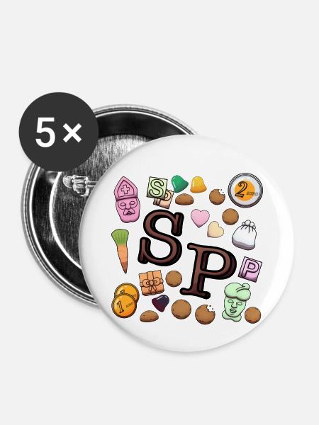 Sinterklaas Süßigkeiten - Buttons klein 25 mm (5er Pack) - Weiß