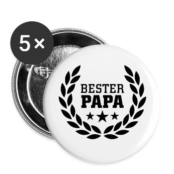 Bester Papa - Buttons klein 25 mm (5er Pack) - Weiß - Vorne