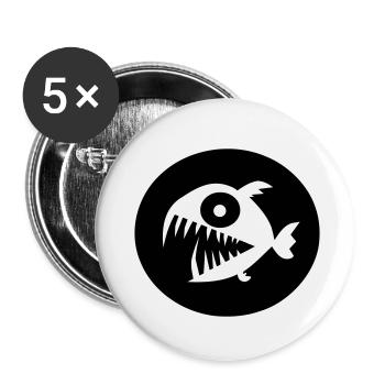 Piranha - Lot de 5 petits badges (25 mm) - blanc - Devant