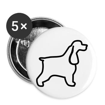 Plan cocker anglais - Lot de 5 petits badges (25 mm) - blanc - Devant