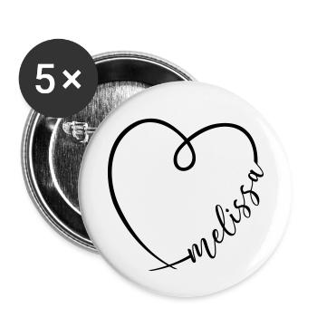 Melissa Name Vorname Herz Zeichnung - Buttons klein 25 mm (5er Pack) - Weiß - Vorne