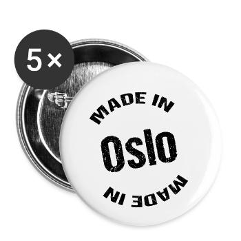 Hergestellt in Oslo - Buttons klein 25 mm (5er Pack) - Weiß - Vorne