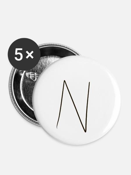 Buchstabe Wort - Buttons klein 25 mm (5er Pack) - Weiß