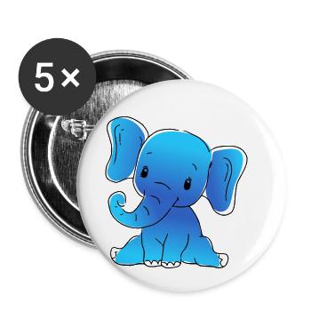 blue baby elephant - Buttons small 1''/25 mm (5-pack) - white - Front