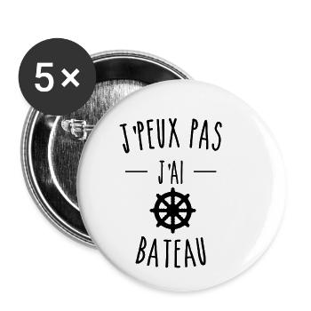 je peux pas j'ai bateau gouvernail - Lot de 5 petits badges (25 mm) - blanc - Devant
