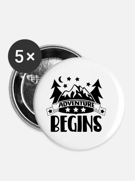 Abenteuer beginnt - Buttons klein 25 mm (5er Pack) - Weiß