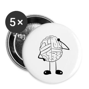 Denken Gehirn - Buttons klein 25 mm (5er Pack) - Weiß - Vorne