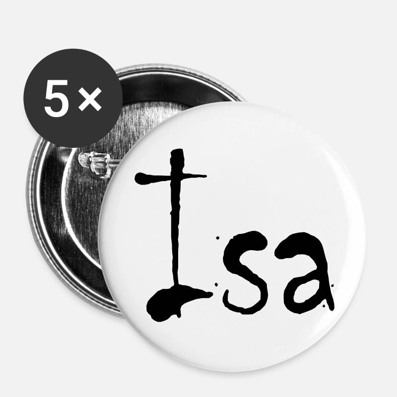 Isa - Lot de 5 petits badges (25 mm) - blanc