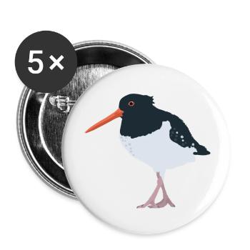 Oystercatcher illustrated - Buttons small 1''/25 mm (5-pack) - white - Front