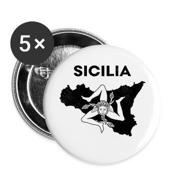 Sicilia Karte Palermo Italienisch Wappen Sizilien - Buttons klein 25 mm (5er Pack) - Weiß - Vorne