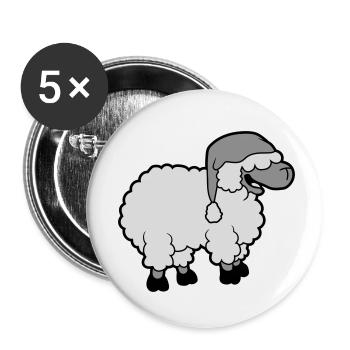 Lustiges lachendes Schaf - Buttons klein 25 mm (5er Pack) - Weiß - Vorne