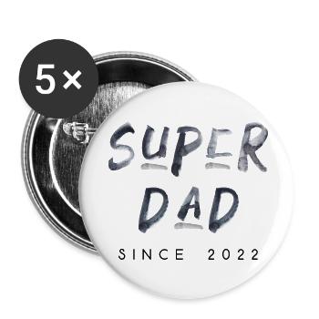 Superdad since 2022 Scripture Birth Father Saying - Buttons small 1''/25 mm (5-pack) - white - Front