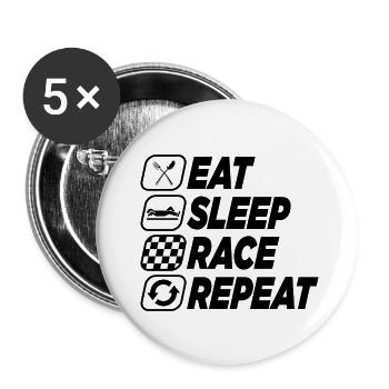 MANGER LA COURSE DU SOMMEIL RÉPÉTER - Lot de 5 petits badges (25 mm) - blanc - Devant
