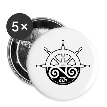 Bretagne bzh - Lot de 5 petits badges (25 mm) - blanc - Devant