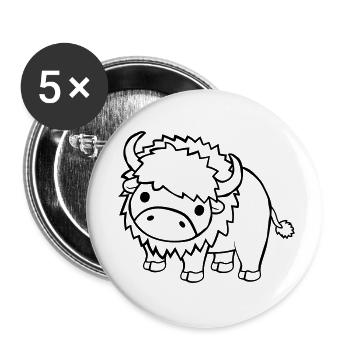 Großes süßes Bison - Buttons klein 25 mm (5er Pack) - Weiß - Vorne