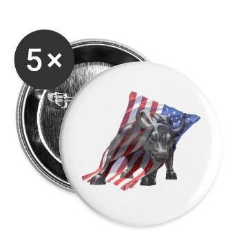 Stock market bull from Wall Street - Buttons small 1''/25 mm (5-pack) - white - Front