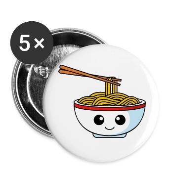 Nudeln Comic - Buttons klein 25 mm (5er Pack) - Weiß - Vorne