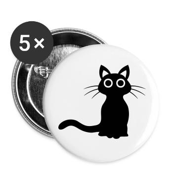 Cute black cat - Buttons small 1''/25 mm (5-pack) - white - Front