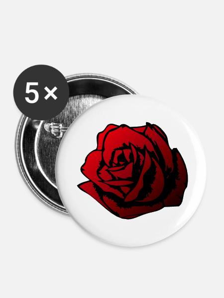 rosa Blume - Buttons klein 25 mm (5er Pack) - Weiß