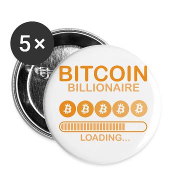 Bitcoin Milliardär Loading, Krypto - Buttons klein 25 mm (5er Pack) - Weiß - Vorne