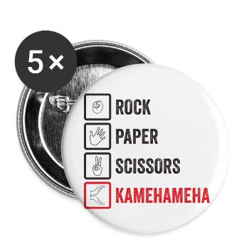 STEINPAPIER SCHERE KAMEHAMEHA - Buttons klein 25 mm (5er Pack) - Weiß - Vorne
