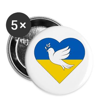 frieden für ukraine - Buttons klein 25 mm (5er Pack) - Weiß - Vorne
