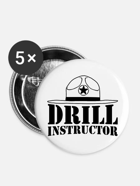 Sheriff Drill Instructor - Buttons klein 25 mm (5er Pack) - Weiß