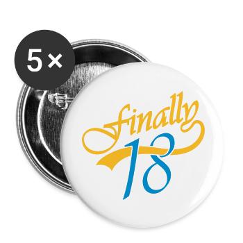 Text Finally 18 - Buttons klein 25 mm (5er Pack) - Weiß - Vorne