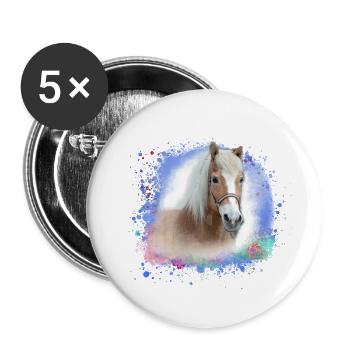 haflinger, cheval, graffiti, peinture, tête de cheval, coloré - Lot de 5 petits badges (25 mm) - blanc - Devant