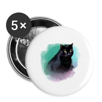 katze,siamkatze,schwarze katze,aquarell ,bunt - Buttons klein 25 mm (5er Pack) - Weiß - Vorne