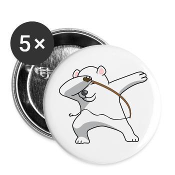 dabbing ours polaire pêche aux hameçons polaires - Lot de 5 petits badges (25 mm) - blanc - Devant