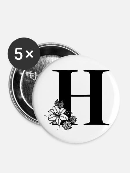 Buchstabe H - Buttons klein 25 mm (5er Pack) - Weiß
