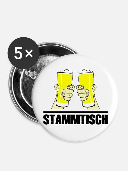 Stammtisch - Buttons klein 25 mm (5er Pack) - Weiß