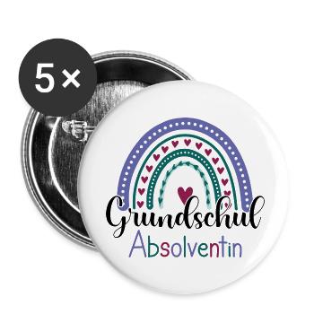 Grundschulabsolventin Abschied Grundschule Rainbow - Buttons klein 25 mm (5er Pack) - Weiß - Vorne