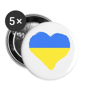 Ukraine Herz Blau Gelb - Buttons klein 25 mm (5er Pack) - Weiß - Vorne