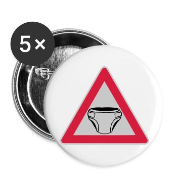 Caution Shield Diaper - Buttons small 1''/25 mm (5-pack) - white - Front